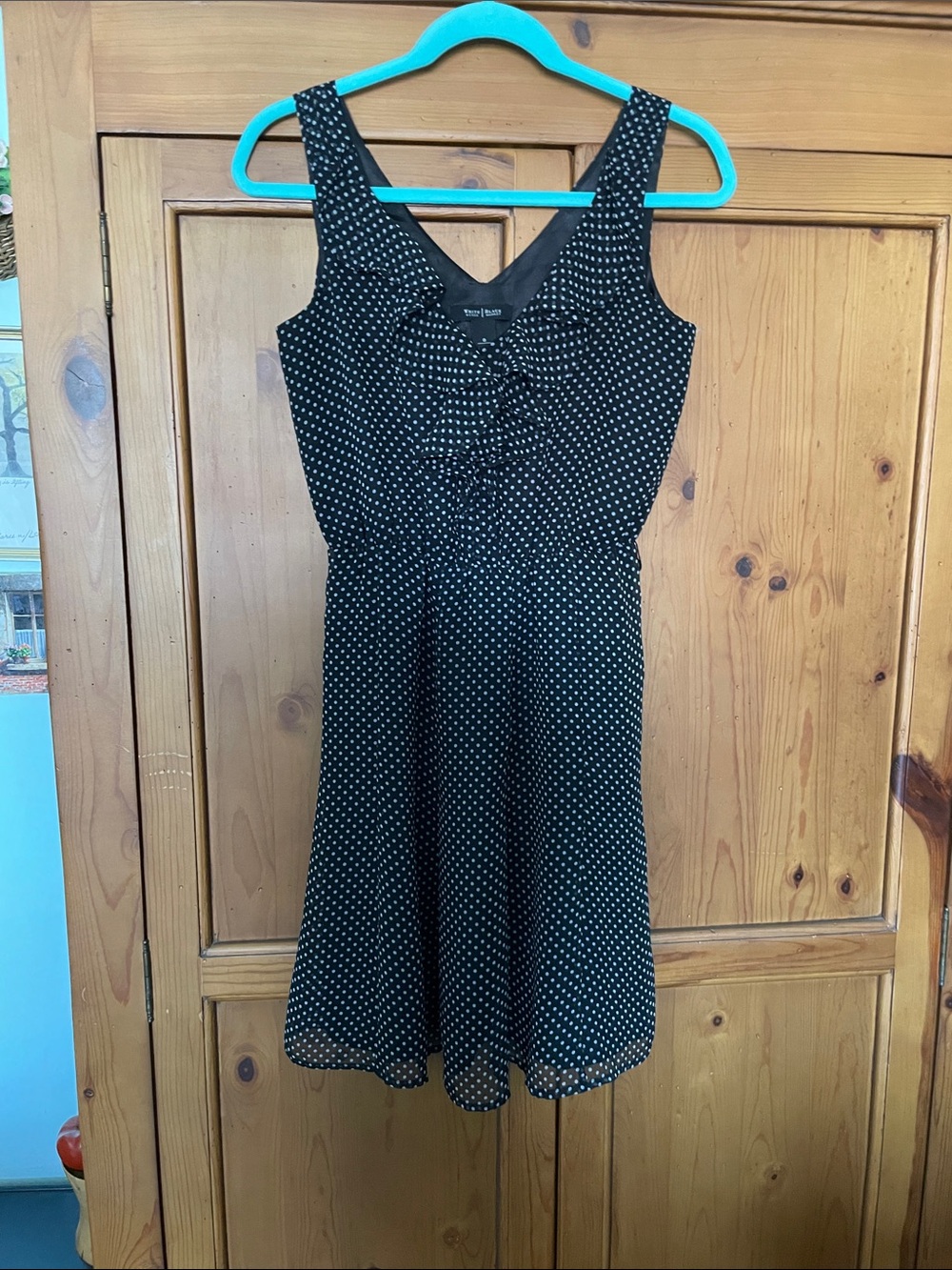 White House Black Market Black Dress with White Polka Dots
